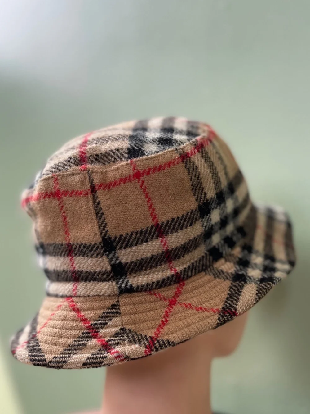Burberry Women's Hat Beige Check Plaid Bucket Style Size M Authenticated